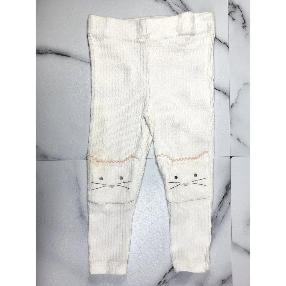 Dylan & Abby Cat Face Sweatshirt Ribbed Leggings 2 Piece Set Pink White 3-6 mo